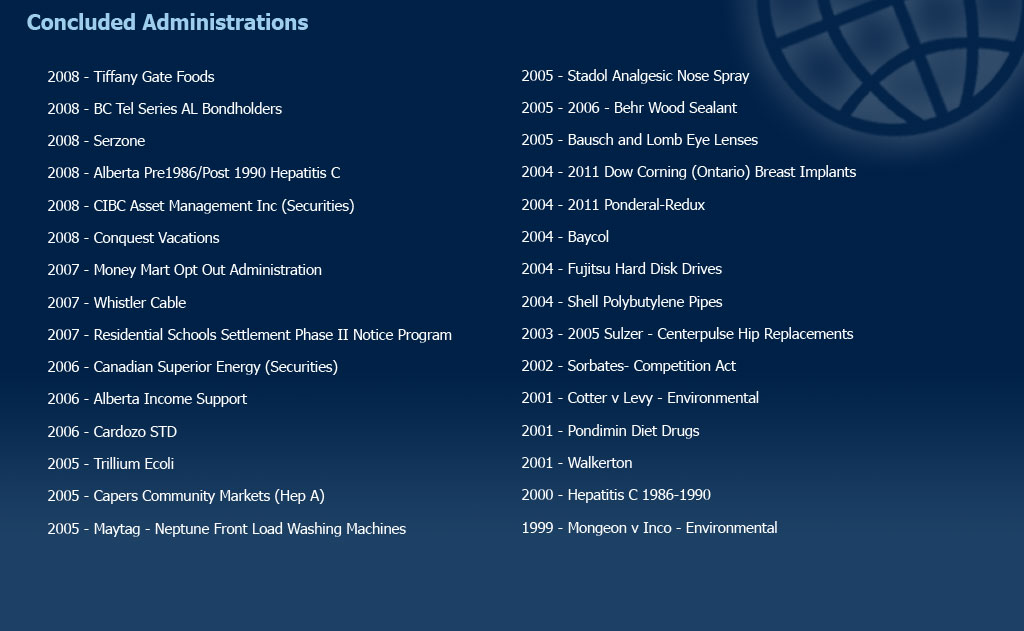 Concluded Administrations